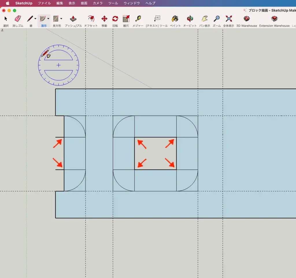 16.図は扇形を描いた状態です