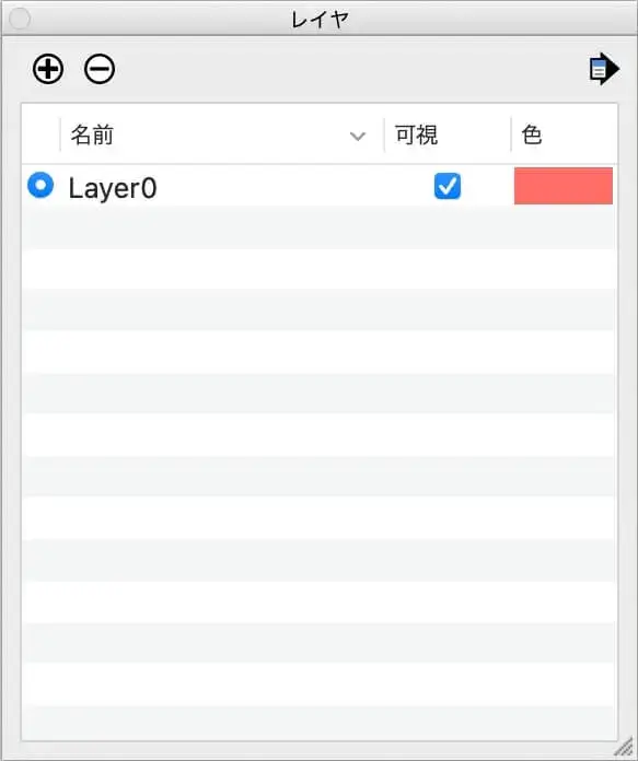 6.レイヤダイアログボックスをみるとスケッチアップを立ち上げて直ぐはレイヤー0があります。このまま描画するとレイヤー0に分類されます