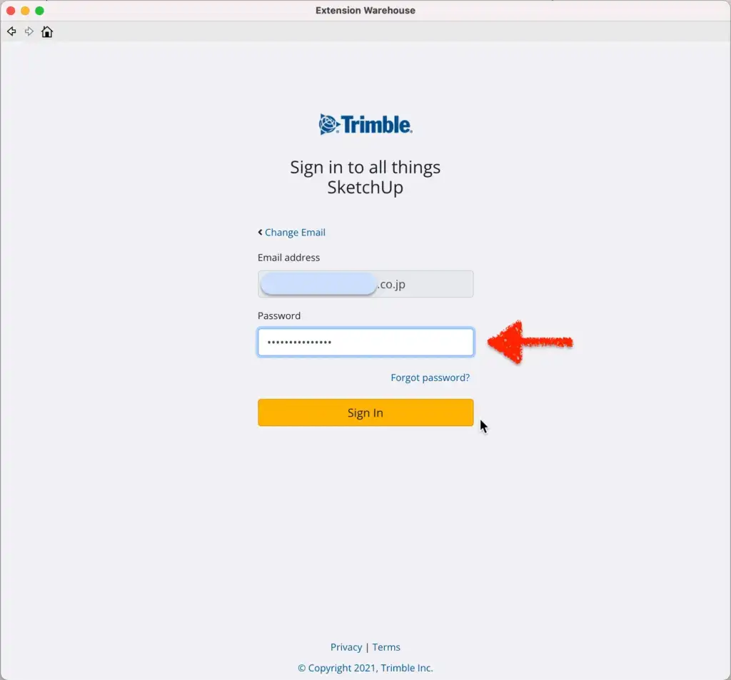 5.Passwordを入力してSign inをクリックするとサインインします