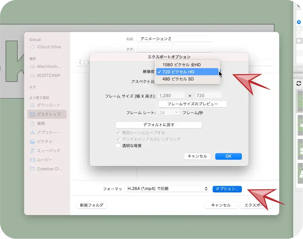 20.必要に応じてオプションで「解像度の設定」が変更できます